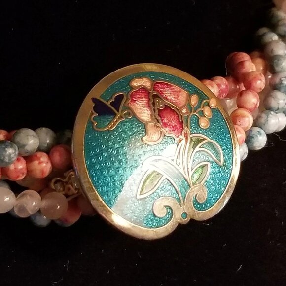 Vintage Siti Cloisonné Quartz Necklace - Picture 2 of 8